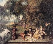 WATTEAU, Antoine Merry Company in the Open Air1 USA oil painting reproduction